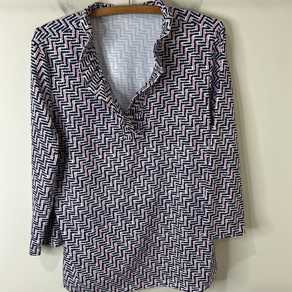 J. McLaughlin Durham Ruffle Top Catalina Cloth 3/4 Sleeve Size XL - Picture 16 of 16